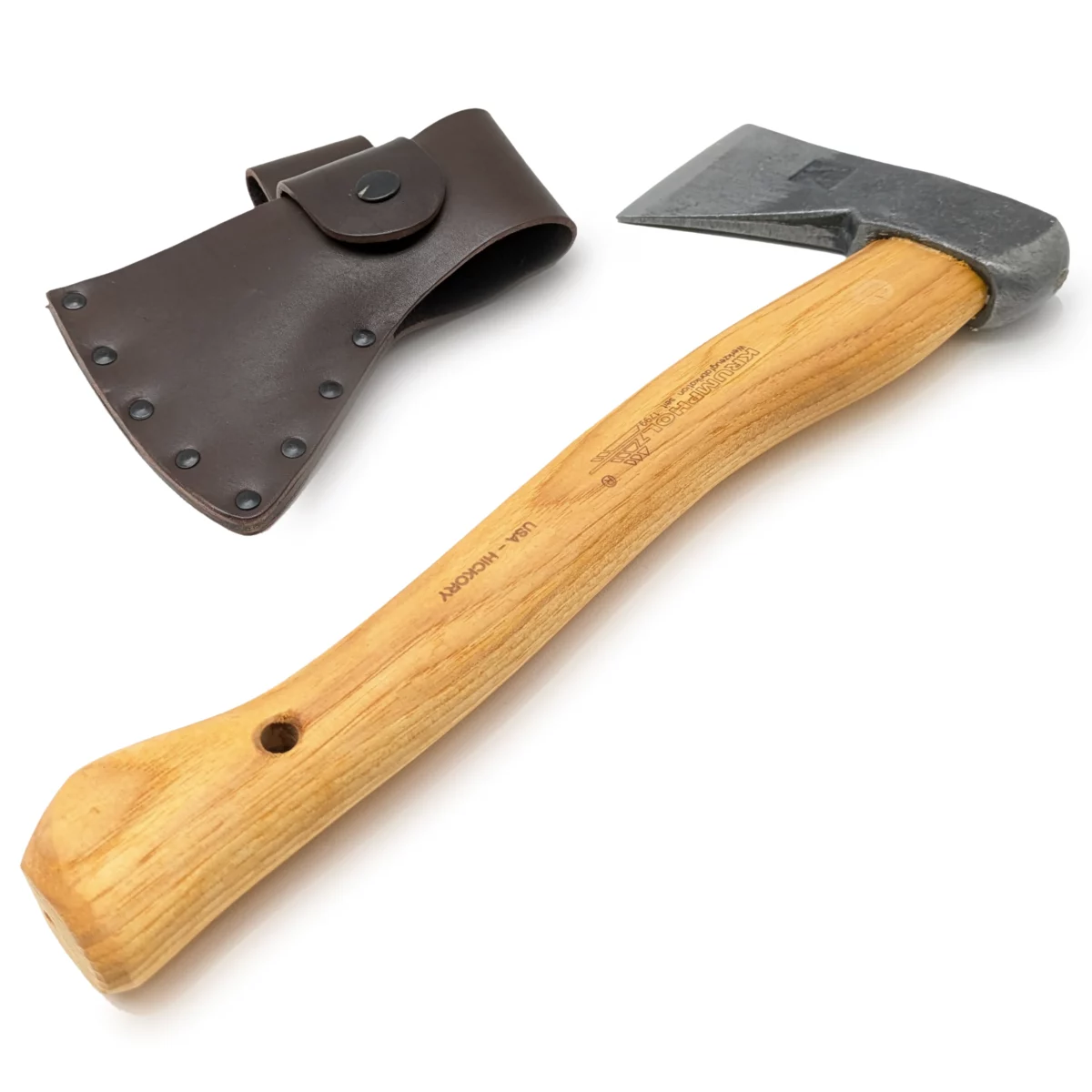 Hacha de caza Hickory guarda de cuero