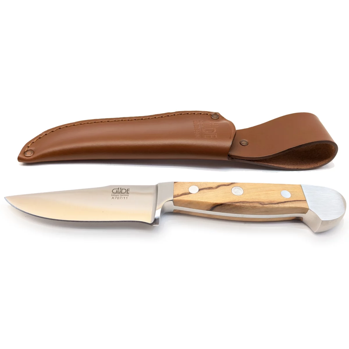 Cuchillo de caza Güde con funda de cuero