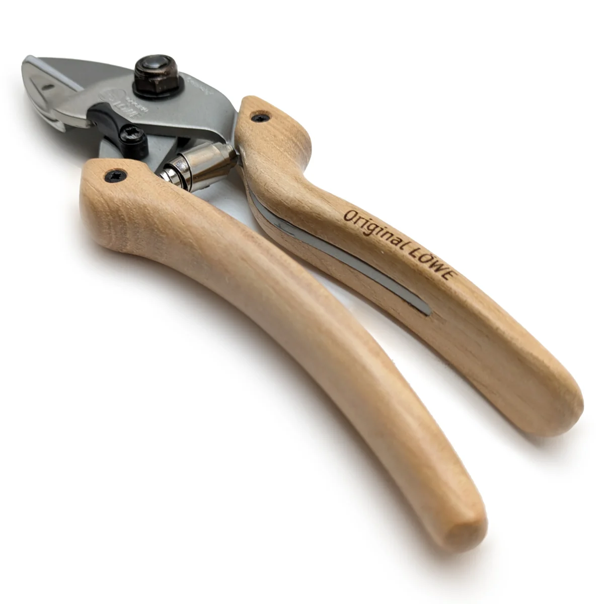 Tijeras de jardinería Mango de madera Nogal curvado hacia dentro