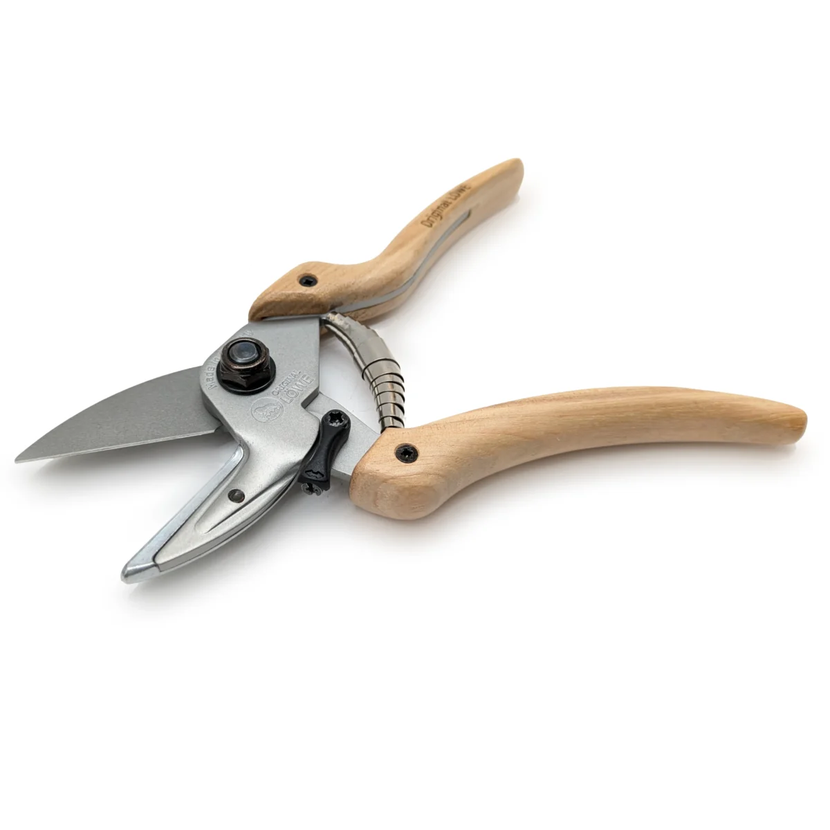 Tijeras de jardinería Mango de madera Nogal curvado hacia dentro