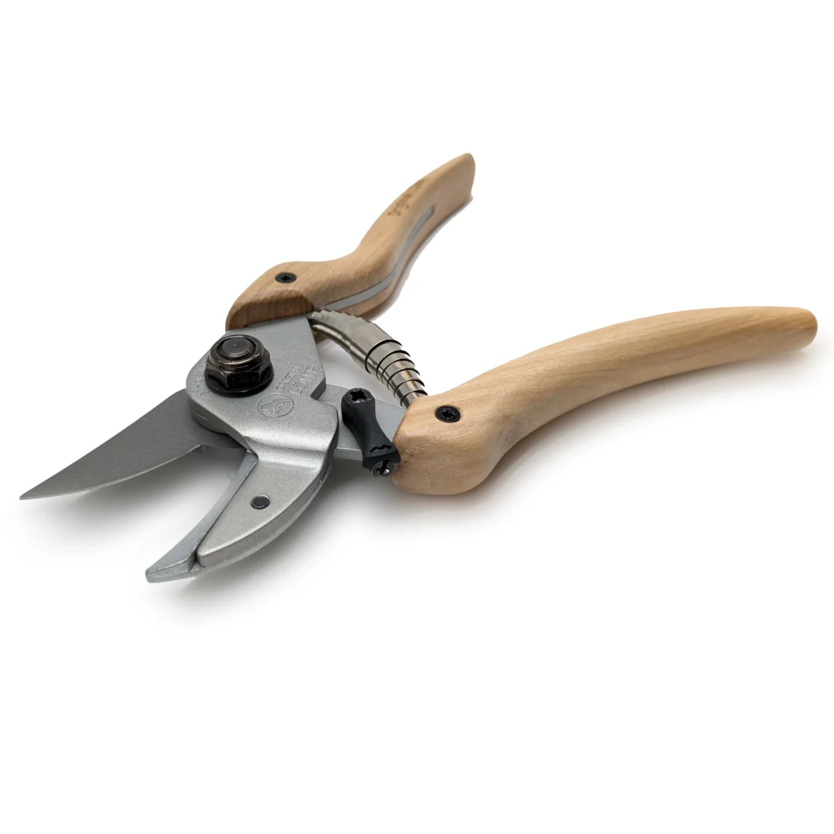 Tijeras de jardinería Mango de madera Nogal curvado hacia dentro